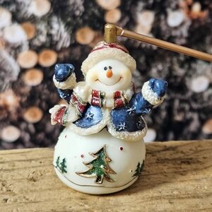 Christmas Holiday Candle Snuffer Resin Snowman with Decorative Handle